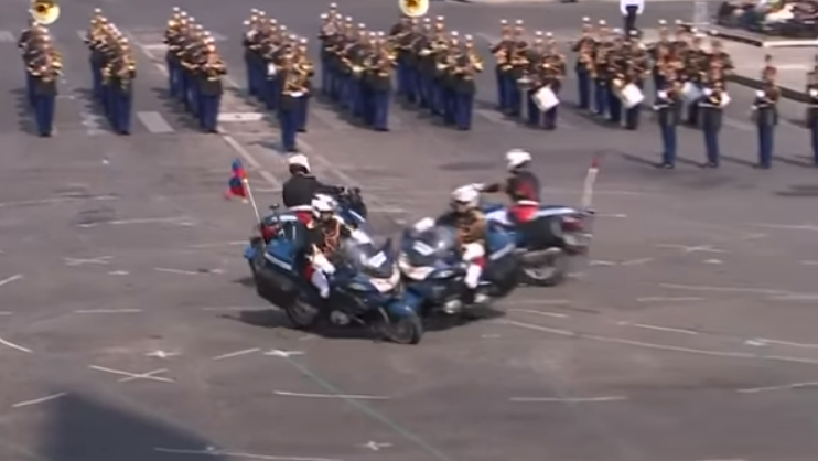 French Gendarmerie riders fluff Bastille Day parade